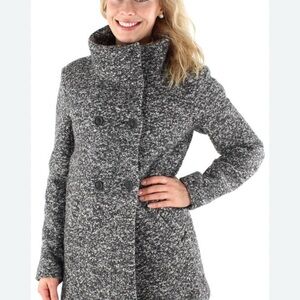 Ike Behar Women's Black and White Pea Coat